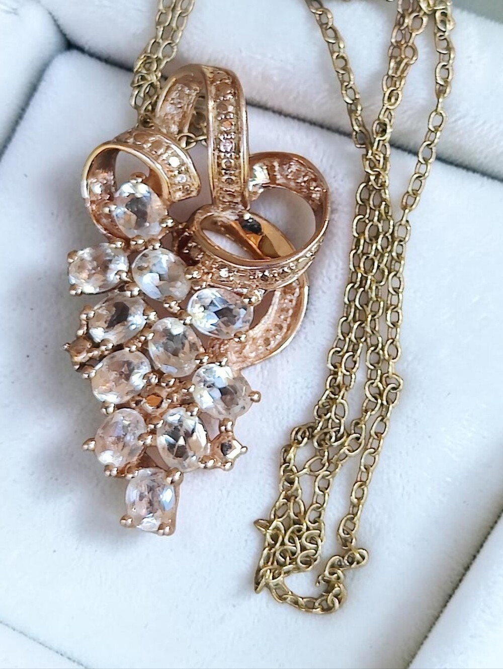 🍇 Rose Gold Over Sterling Silver Morganite Grapes Pendant Necklace
